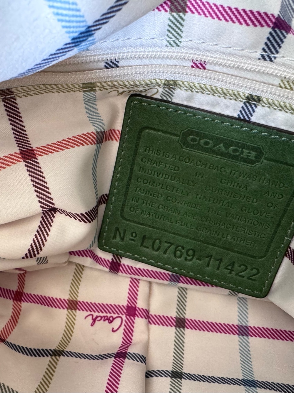 VTG COACH BLEEKER TATTERSALL BURNISHED Leather Bucket Bag in Apple Green #11422 - Picture 10 of 17